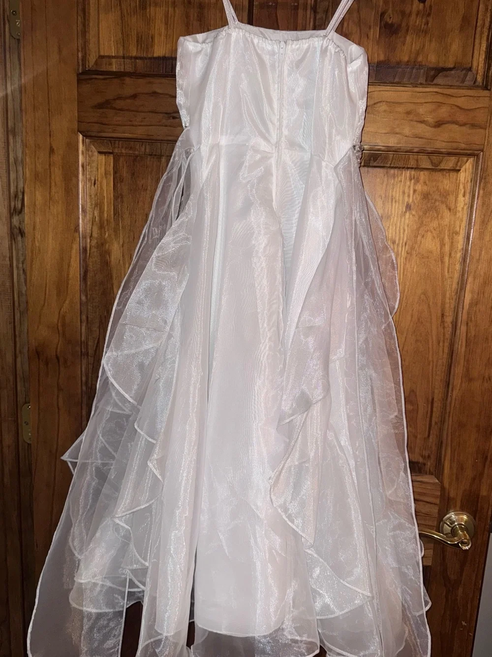 White Ruffled Tulle Party Dress for Girls with Jeweled Waist